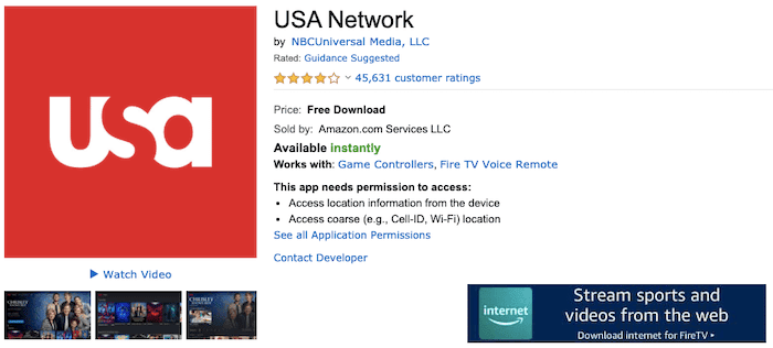 Activate USA Network Fire TV