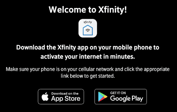 Activate Xfinity Internet via Mobile Application