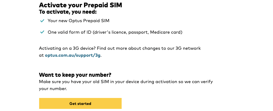 optus.com.au activate